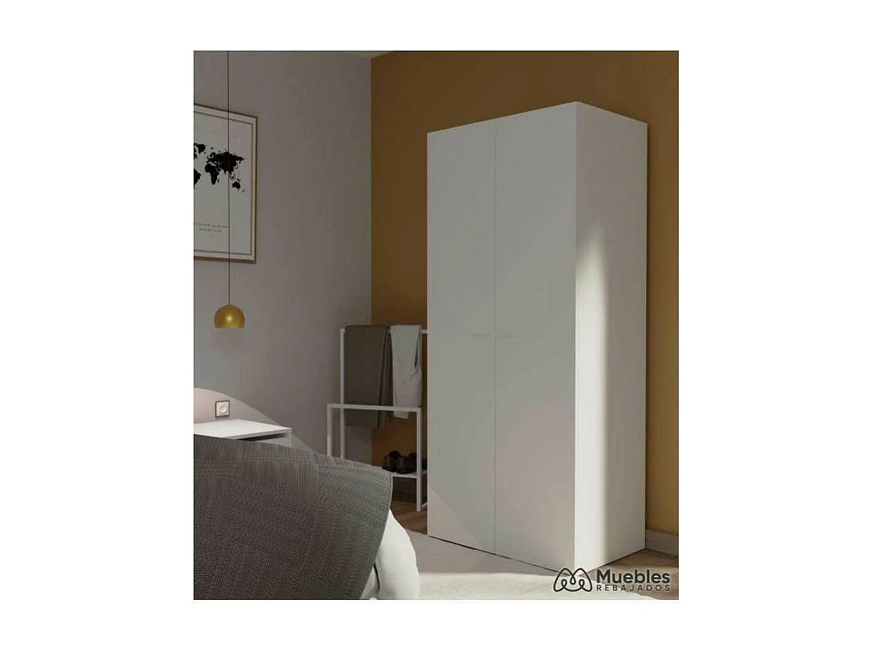 Armario ropero 2 puertas abatibles Tibet acabado blanco, 79 cm(ancho) 180 cm(altura) 52 cm