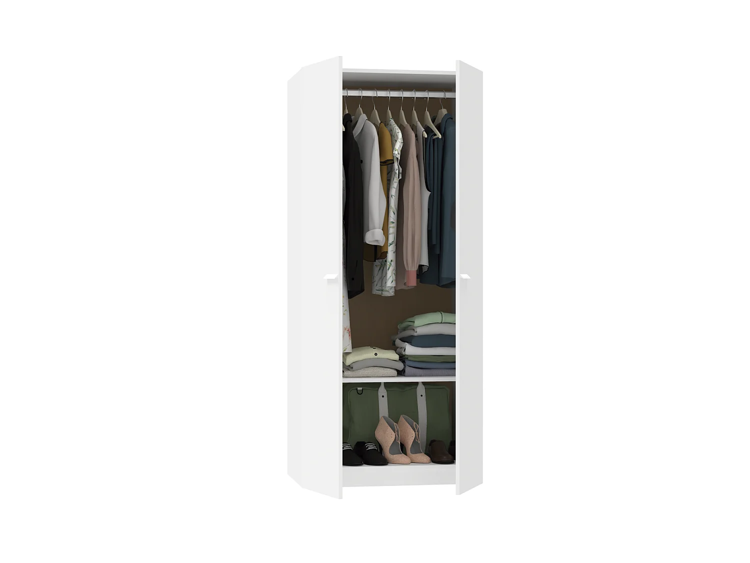 Armario ropero 2 puertas abatibles Tibet acabado blanco, 79 cm(ancho) 180 cm(altura) 52 cm