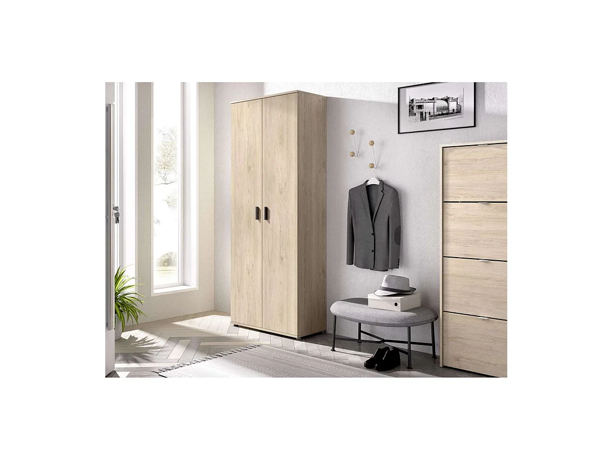 Armario multiusos en acabado Natural multiusos 2 puertas escobero 78 cm(ancho) 190 cm(altu