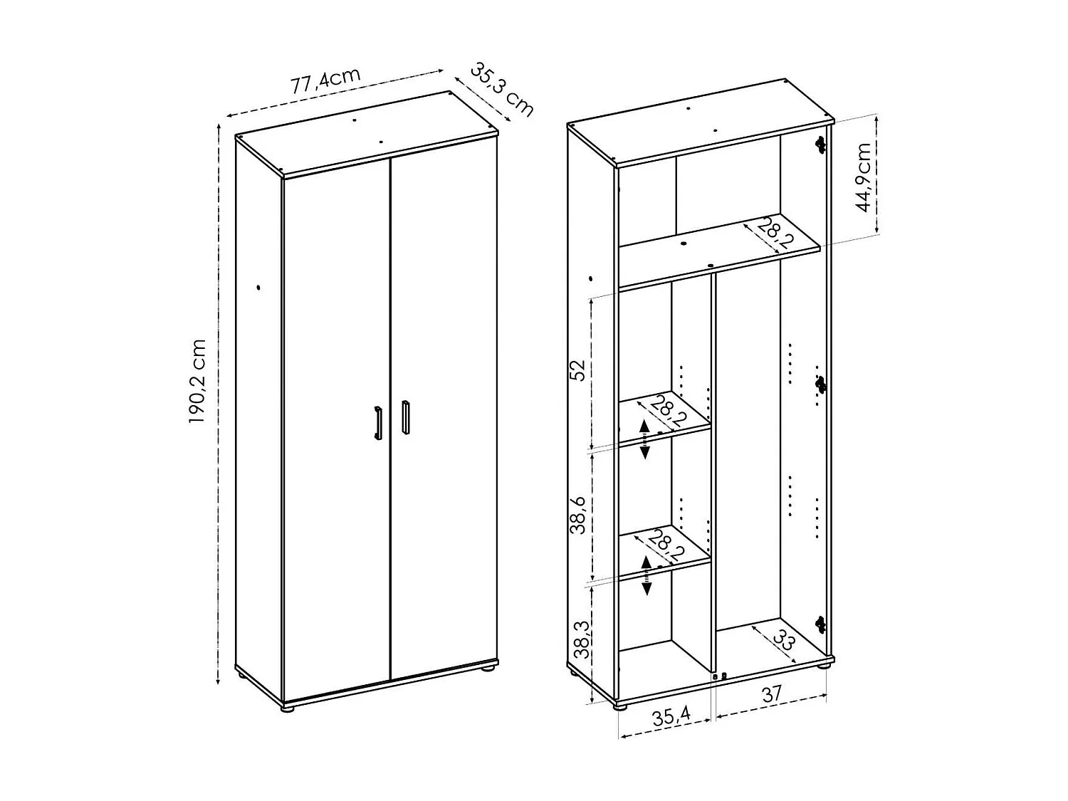 Armario multiusos en acabado Natural multiusos 2 puertas escobero 78 cm(ancho) 190 cm(altu