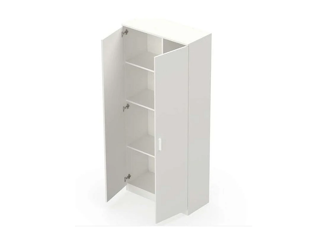 Armario multiuso Carles con escobero acabado blanco, 180cm(alto) 80cm(ancho) 35cm(fondo)