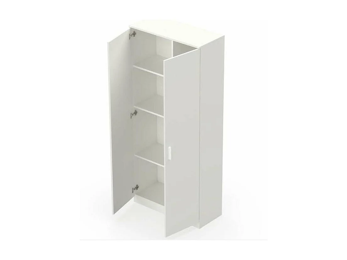 Armario multiuso Carles con escobero acabado blanco, 180cm(alto) 80cm(ancho) 35cm(fondo)