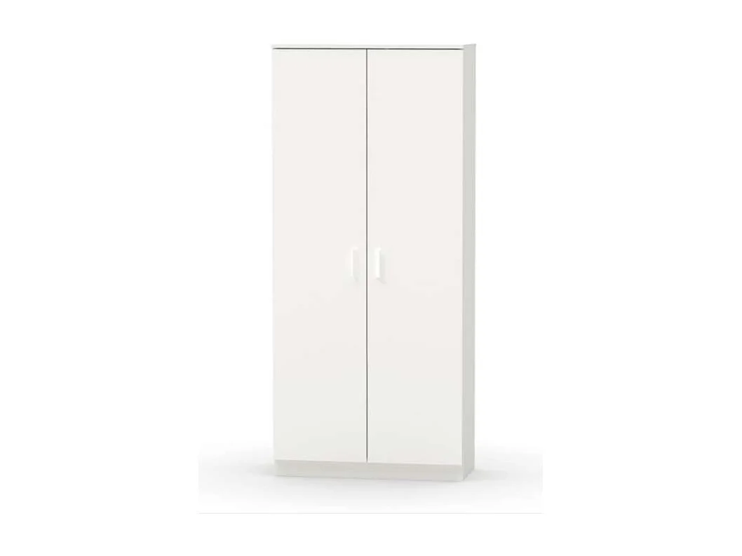 Armario multiuso Carles con escobero acabado blanco, 180cm(alto) 80cm(ancho) 35cm(fondo)