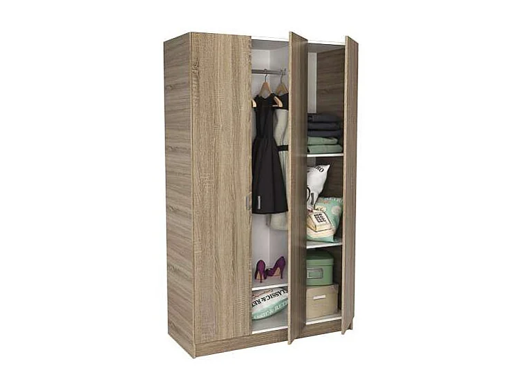 Armario 3 puertas abatibles acabado roble cortez, 200 cm(alto)128,2 cm(ancho)52 cm(fondo)