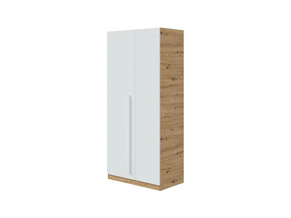 Armario ropero Nuria 2 puertas abatibles acabado blanco artik y roble 200 cm(alto) 90 cm(a