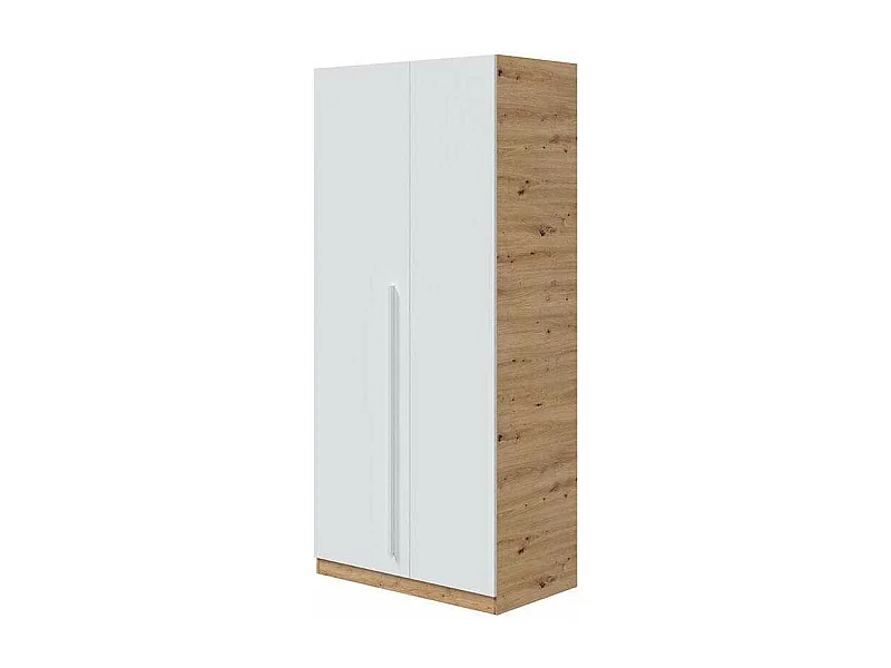 Armario ropero Nuria 2 puertas abatibles acabado blanco artik y roble 200 cm(alto) 90 cm(a