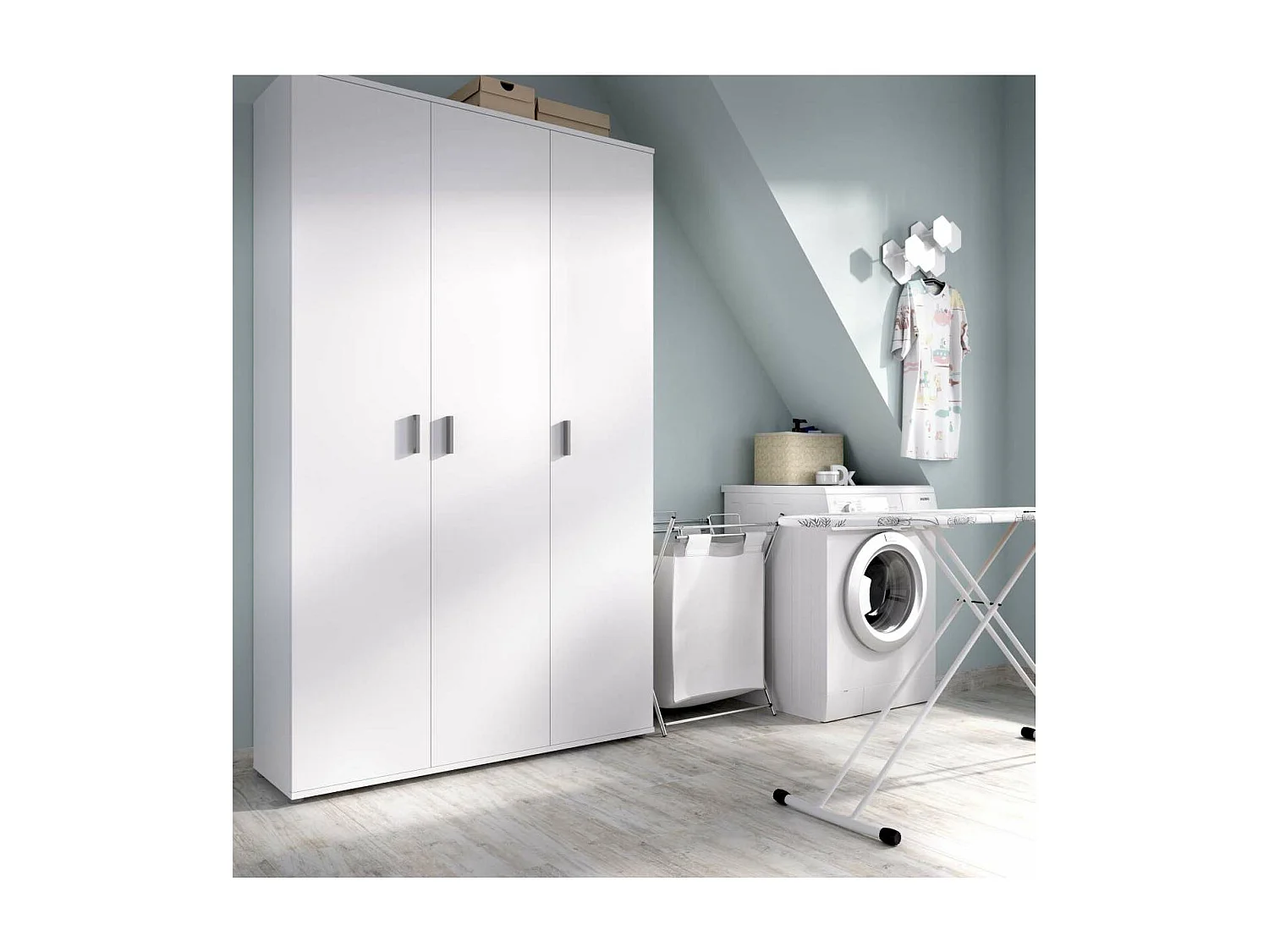 Armario multiusos Luna en acabado blanco 3 puertas 116 cm(ancho) 190 cm(altura) 35 cm(fond