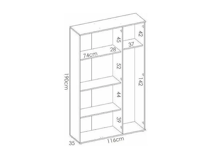 Armario multiusos Luna en acabado blanco 3 puertas 116 cm(ancho) 190 cm(altura) 35 cm(fond