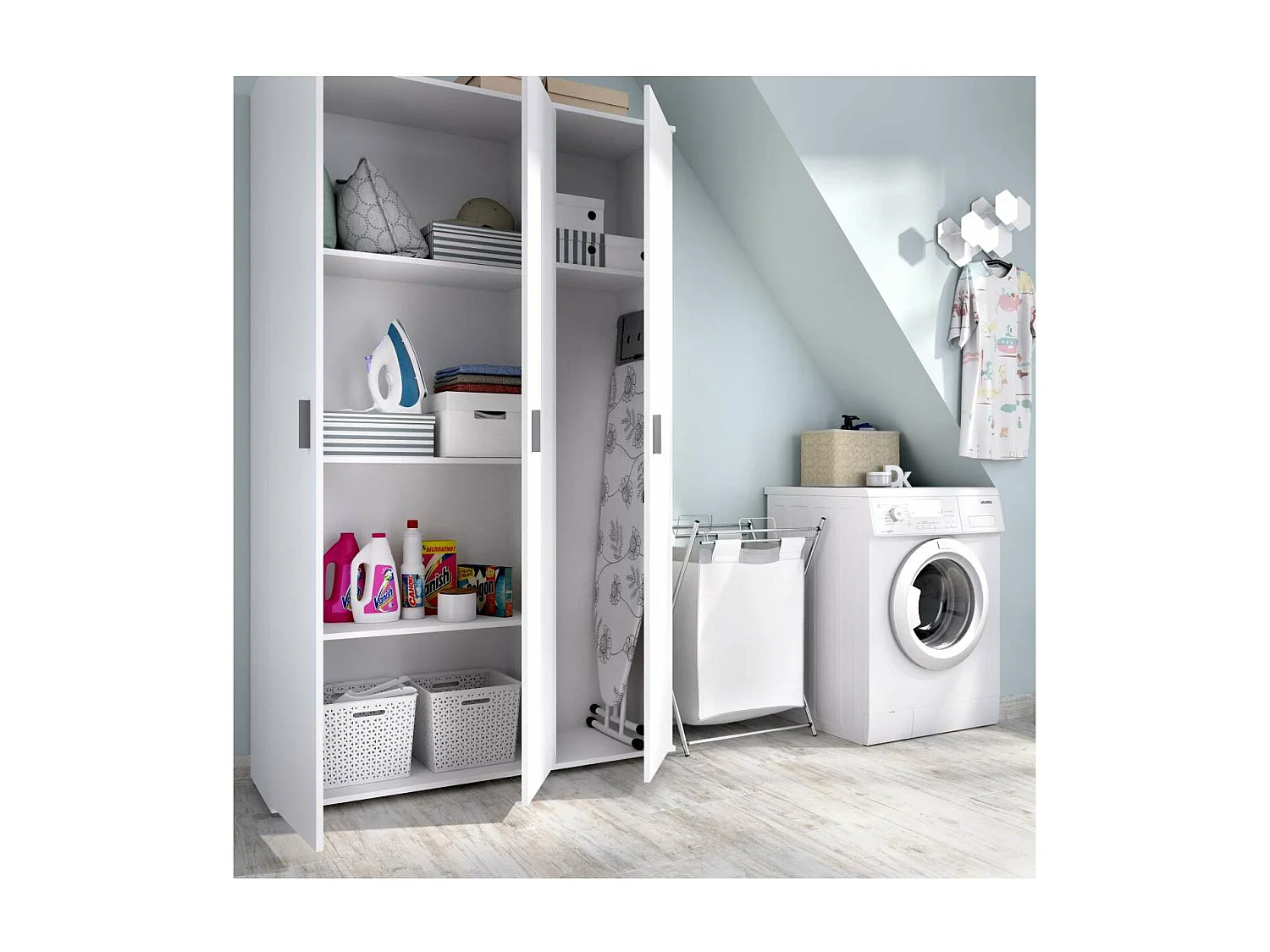 Armario multiusos Luna en acabado blanco 3 puertas 116 cm(ancho) 190 cm(altura) 35 cm(fond