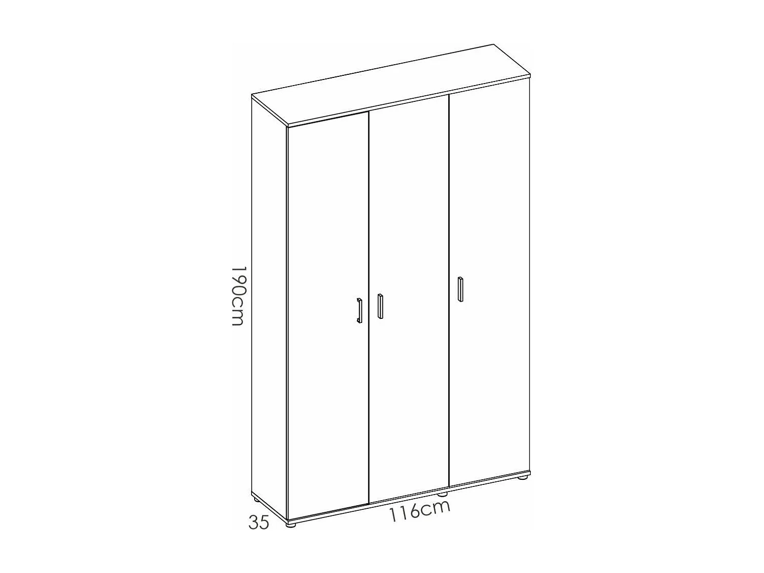 Armario multiusos Luna en acabado blanco 3 puertas 116 cm(ancho) 190 cm(altura) 35 cm(fond