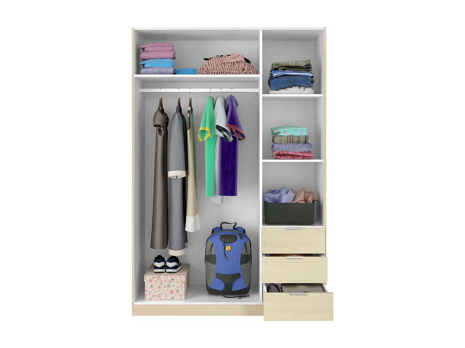 Armario 3 puertas abatibles 3 cajones acabado roble. 180cm(alto). 121cm(ancho). 52cm(fondo