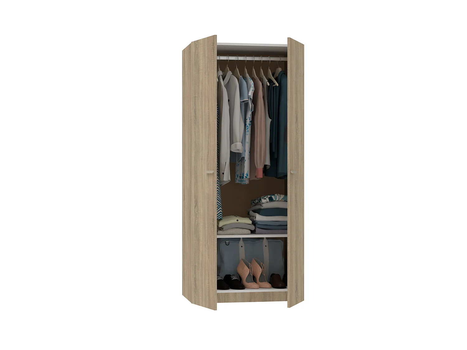 Armario ropero 2 puertas abatibles Tibet acabado roble cambrian, 79 cm(ancho) 180 cm(altur
