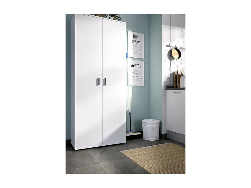 Armario multiusos Diego acabado blanco 2 puertas escobero 78 cm(ancho) 190 cm(altura) 35 c