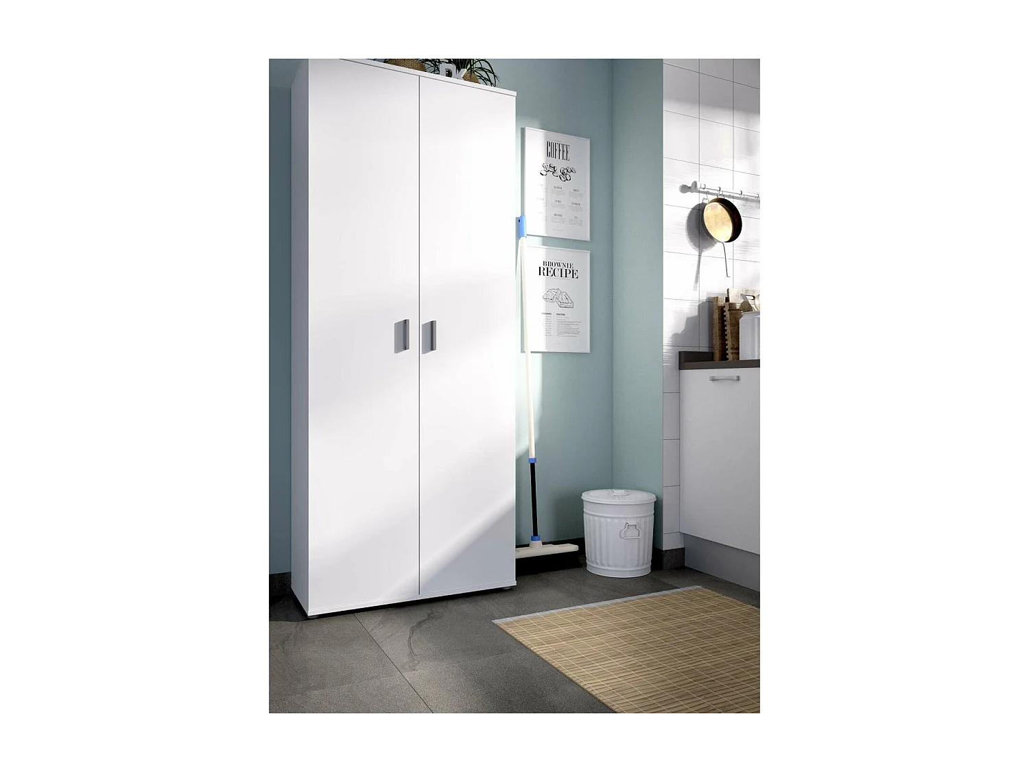 Armario multiusos Diego acabado blanco 2 puertas escobero 78 cm(ancho) 190 cm(altura) 35 c