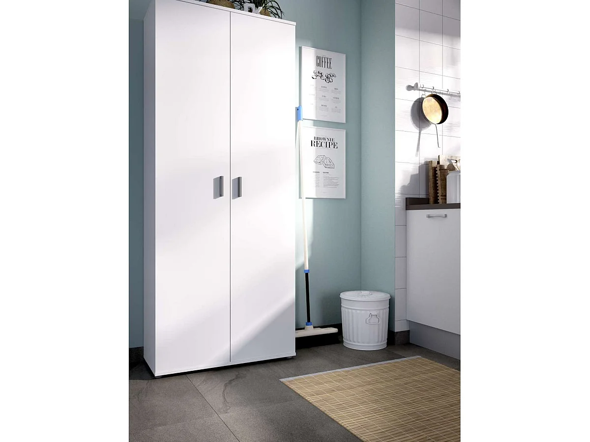 Armario multiusos Diego acabado blanco 2 puertas escobero 78 cm(ancho) 190 cm(altura) 35 c