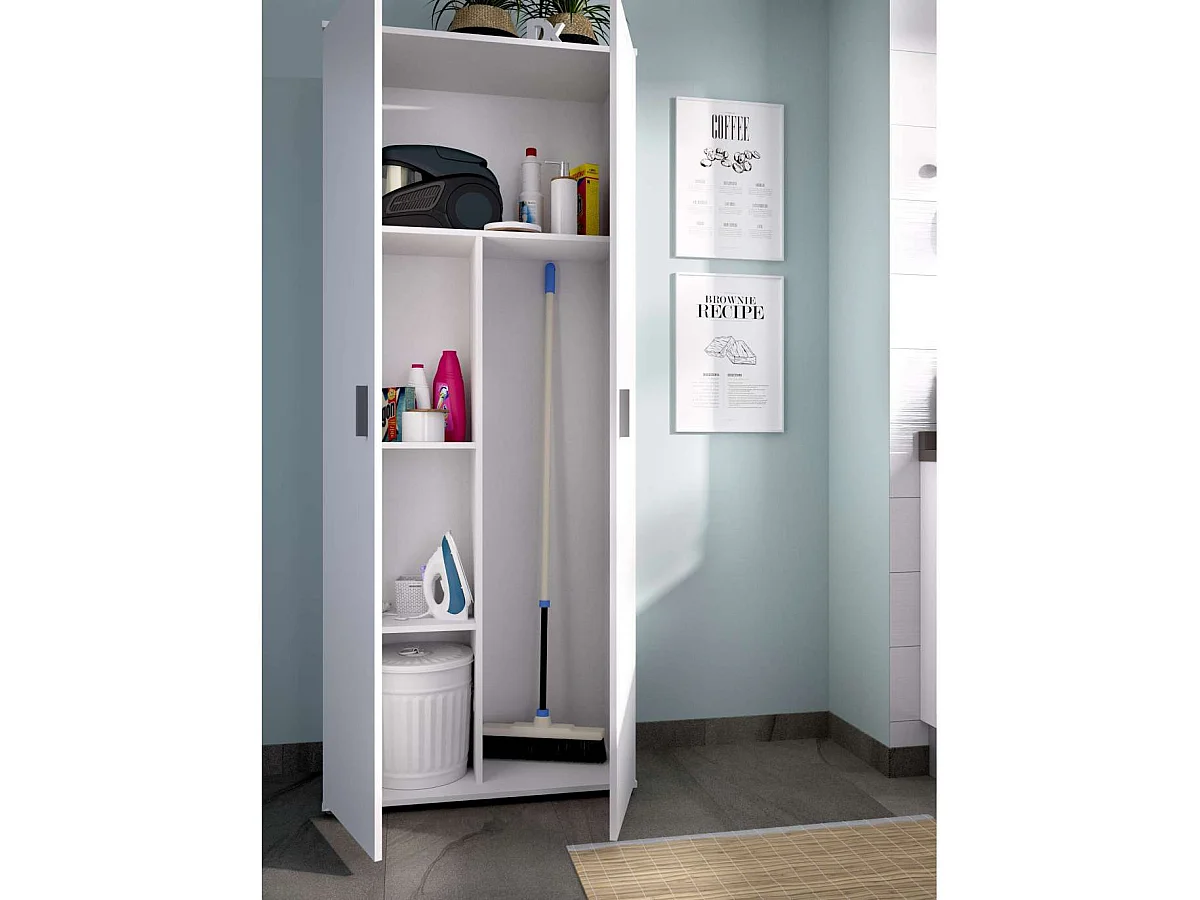 Armario multiusos Diego acabado blanco 2 puertas escobero 78 cm(ancho) 190 cm(altura) 35 c