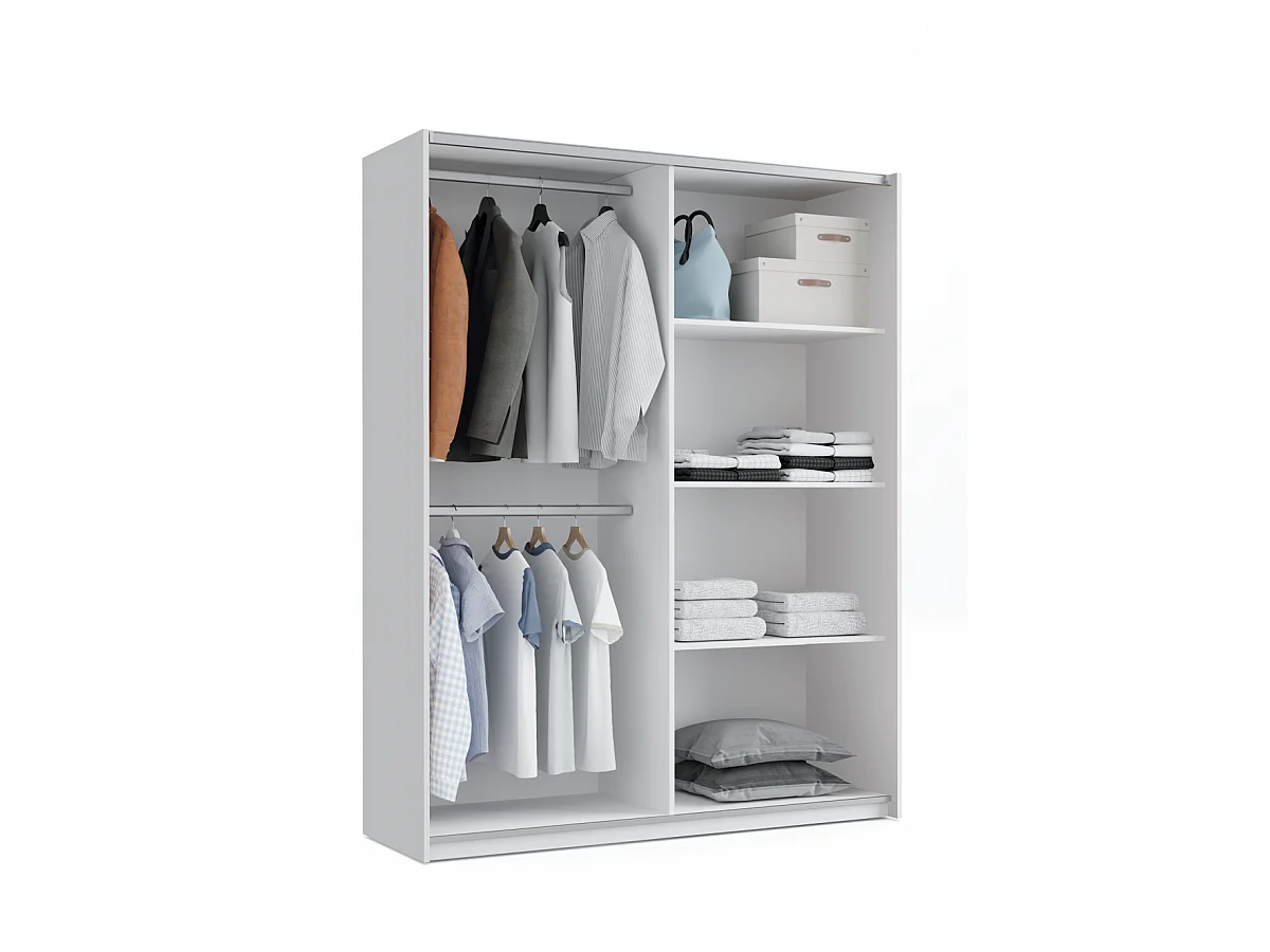 Armario ropero 2 puertas correderas Onix acabado blanco, 200 cm(alto)150 cm(ancho)62 cm(fo