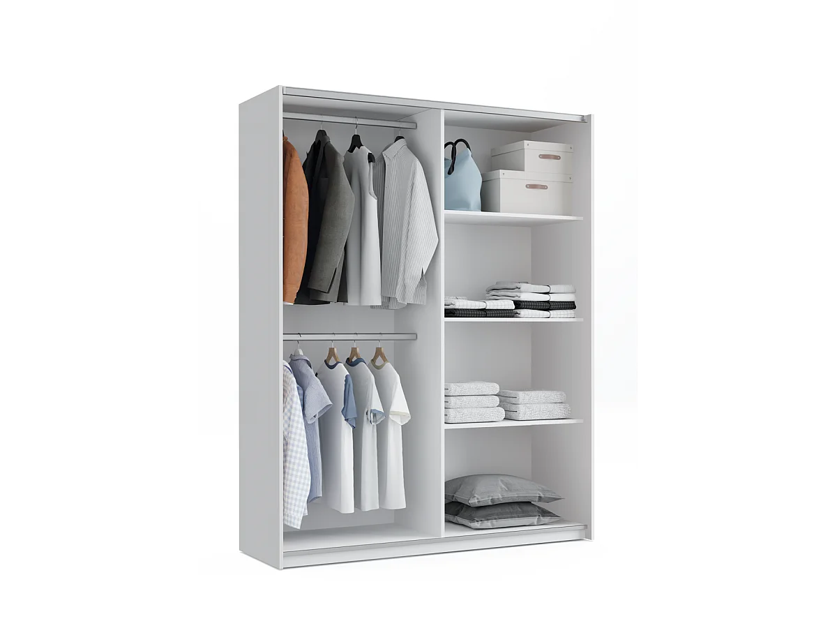 Armario ropero 2 puertas correderas Onix acabado blanco, 200 cm(alto)150 cm(ancho)62 cm(fo