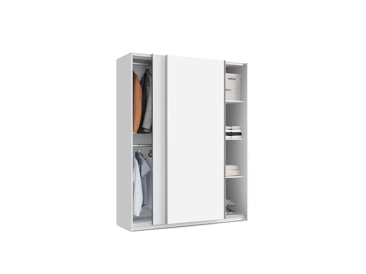 Armario ropero 2 puertas correderas Onix acabado blanco, 200 cm(alto)150 cm(ancho)62 cm(fo