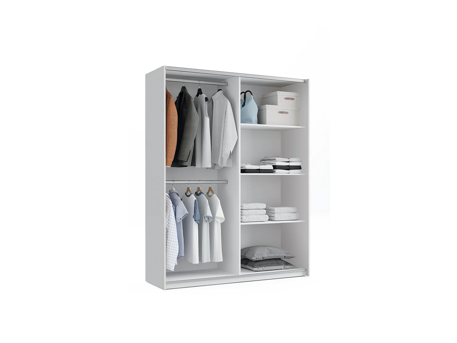Armario ropero 2 puertas correderas Onix acabado blanco, 200 cm(alto)150 cm(ancho)62 cm(fo