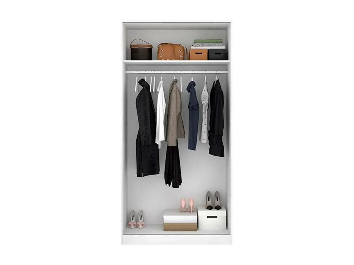 Armario puertas correderas Lupión en blanco brillo. Ancho 100 x fondo 50 x alto 204 cm.