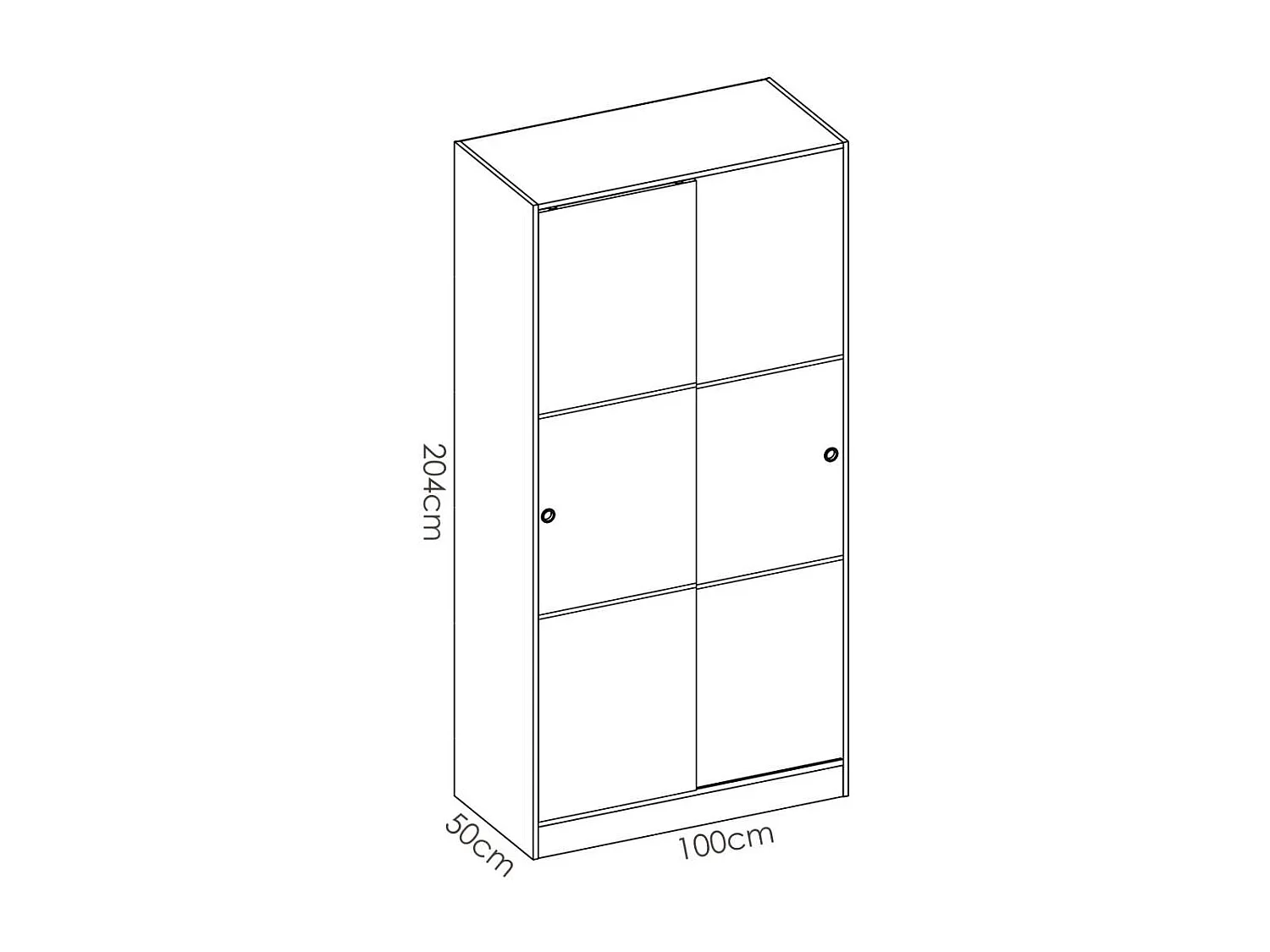 Armario puertas correderas Lupión en blanco brillo. Ancho 100 x fondo 50 x alto 204 cm.