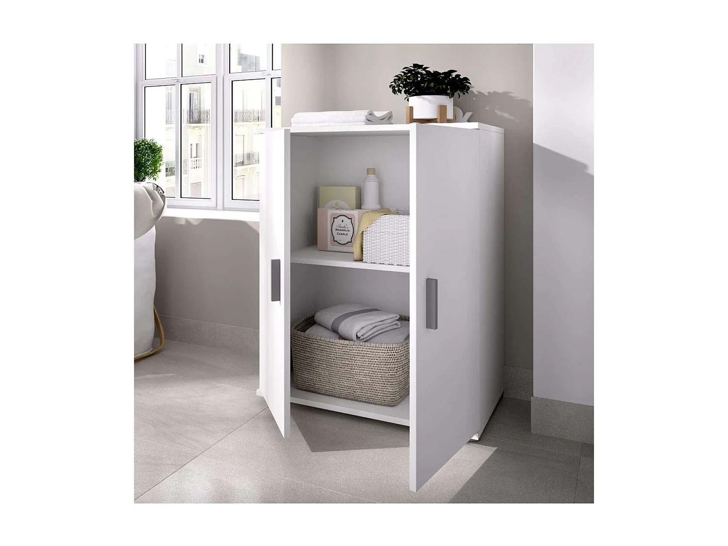 Armario bajo dos puertas Marsella color blanco 61 cm(ancho) 80 cm(altura) 35 cm(fondo)