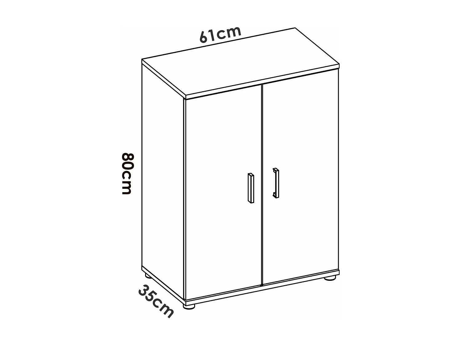 Armario bajo dos puertas Marsella color blanco 61 cm(ancho) 80 cm(altura) 35 cm(fondo)