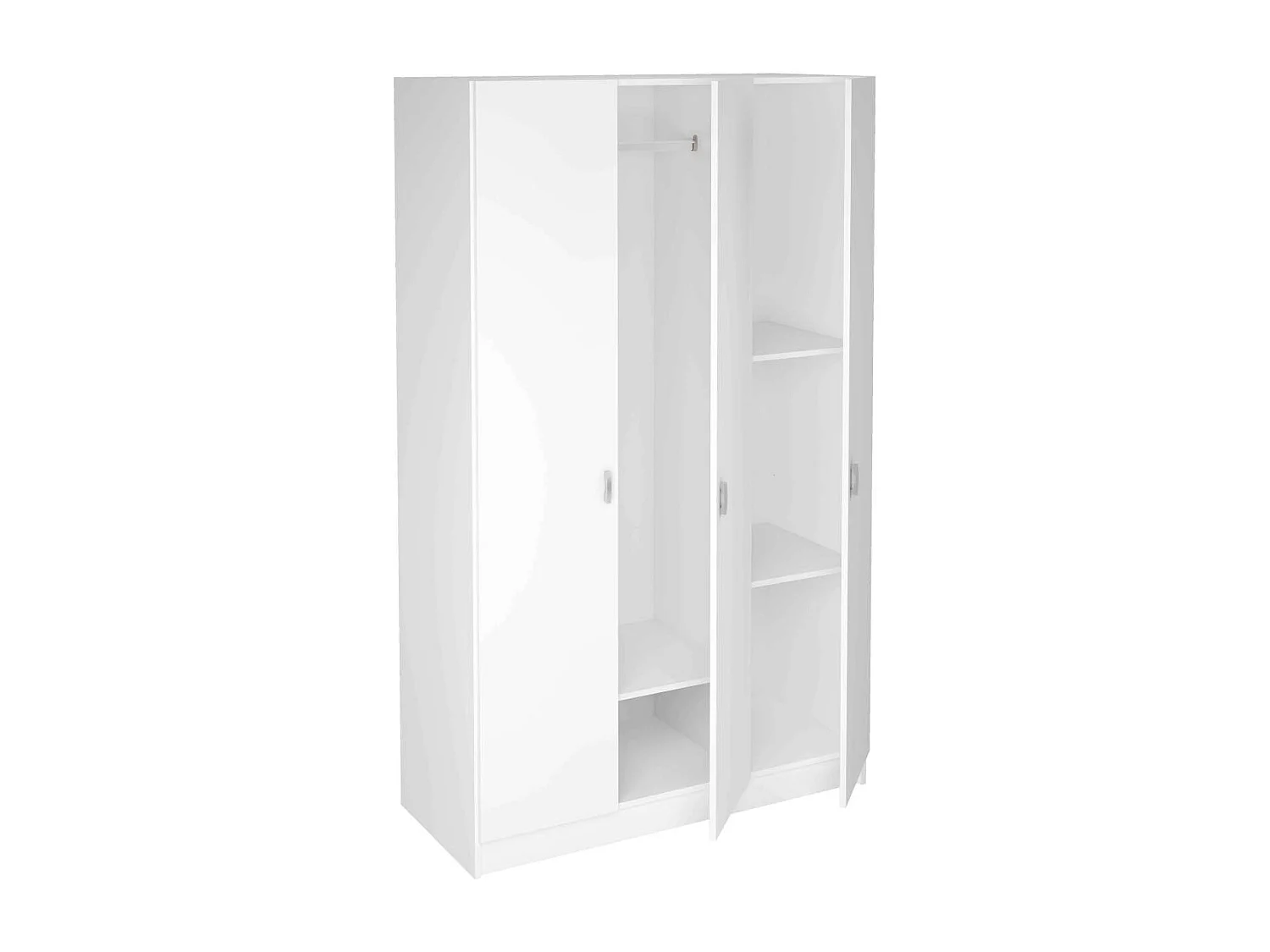 Armario 3 puertas abatibles acabado blanco, 200 cm(alto)128,2 cm(ancho)52 cm(fondo)
