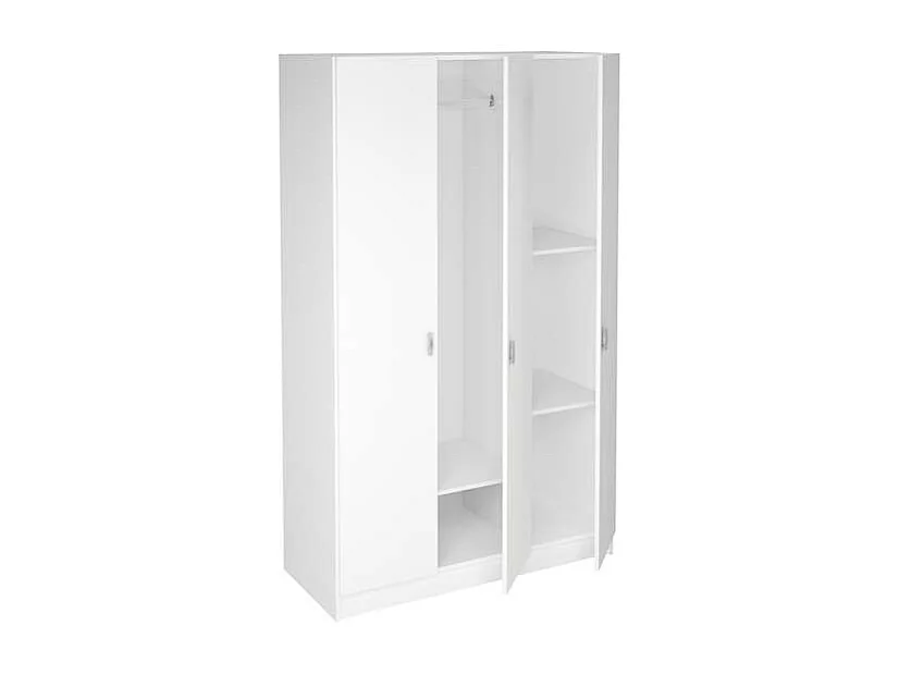 Armario 3 puertas abatibles acabado blanco soft, 200 cm(alto)128,2 cm(ancho)52 cm(fondo)