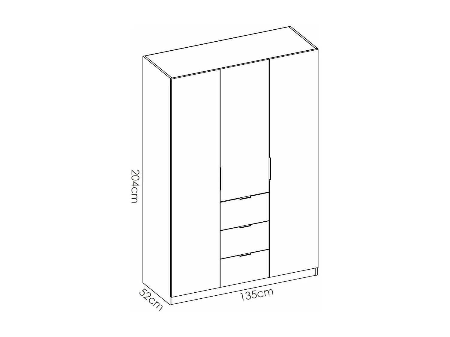 Armario ropero Romina puertas abatibles acabado blanco 204 cm(alto)135 cm(ancho)52 cm(larg