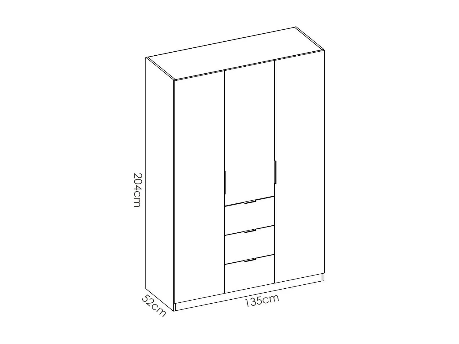Armario ropero Romina puertas abatibles acabado blanco 204 cm(alto)135 cm(ancho)52 cm(larg