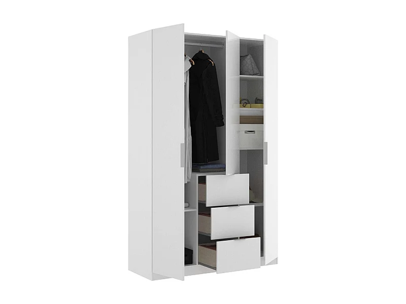 Armario ropero Romina puertas abatibles acabado blanco 204 cm(alto)135 cm(ancho)52 cm(larg