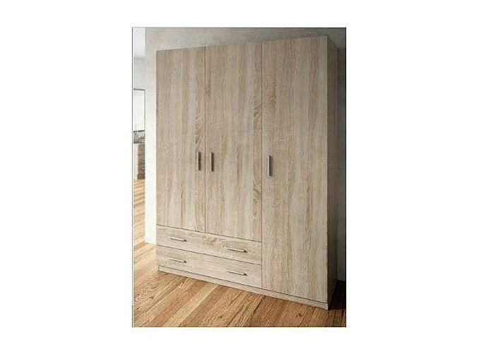 Armario ropero 3 puertas abatibles 2 cajones Lorena acabado Cambrian, 196cm(alto) 150cm(an
