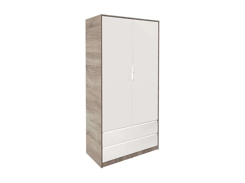 Armario 2 puertas 2 cajones abatibles acabado roble cortez/blanco 200 cm(alto)100 cm(ancho