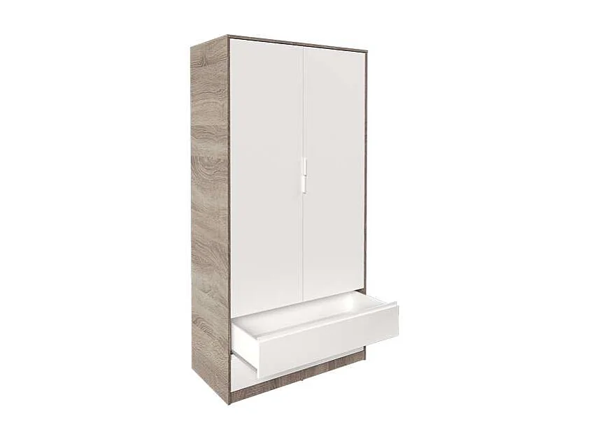 Armario 2 puertas 2 cajones abatibles acabado roble cortez/blanco 200 cm(alto)100 cm(ancho