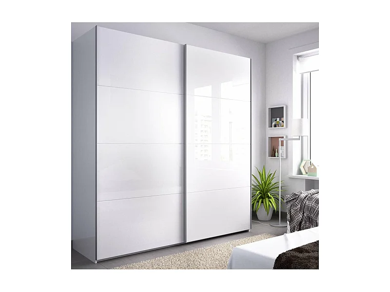 Armario 2 puertas correderas Lupión acabado blanco 204 cm(alto)180 cm(ancho)65 cm(largo)