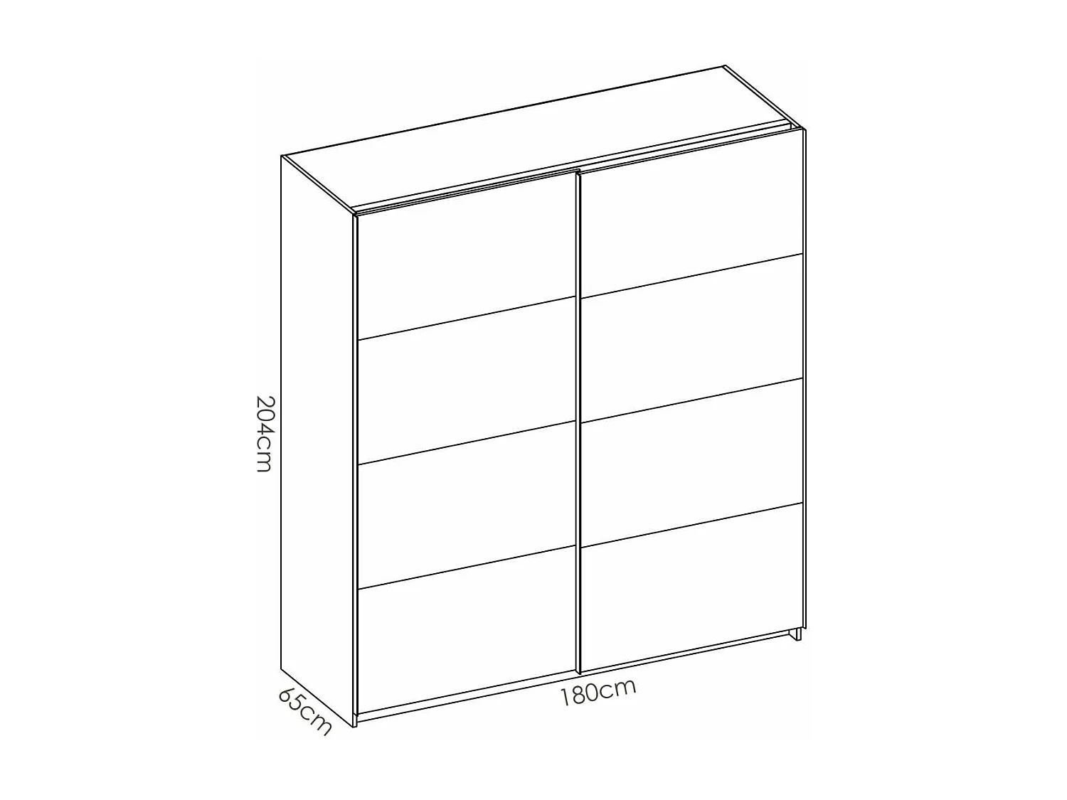 Armario 2 puertas correderas Lupión acabado blanco 204 cm(alto)180 cm(ancho)65 cm(largo)