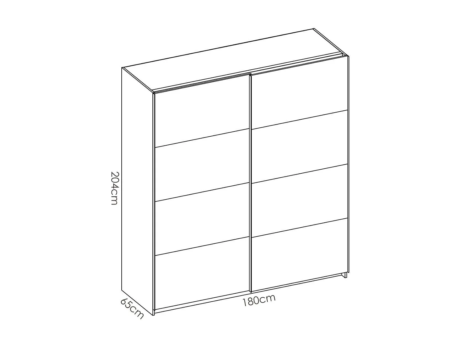 Armario 2 puertas correderas Lupión acabado blanco 204 cm(alto)180 cm(ancho)65 cm(largo)