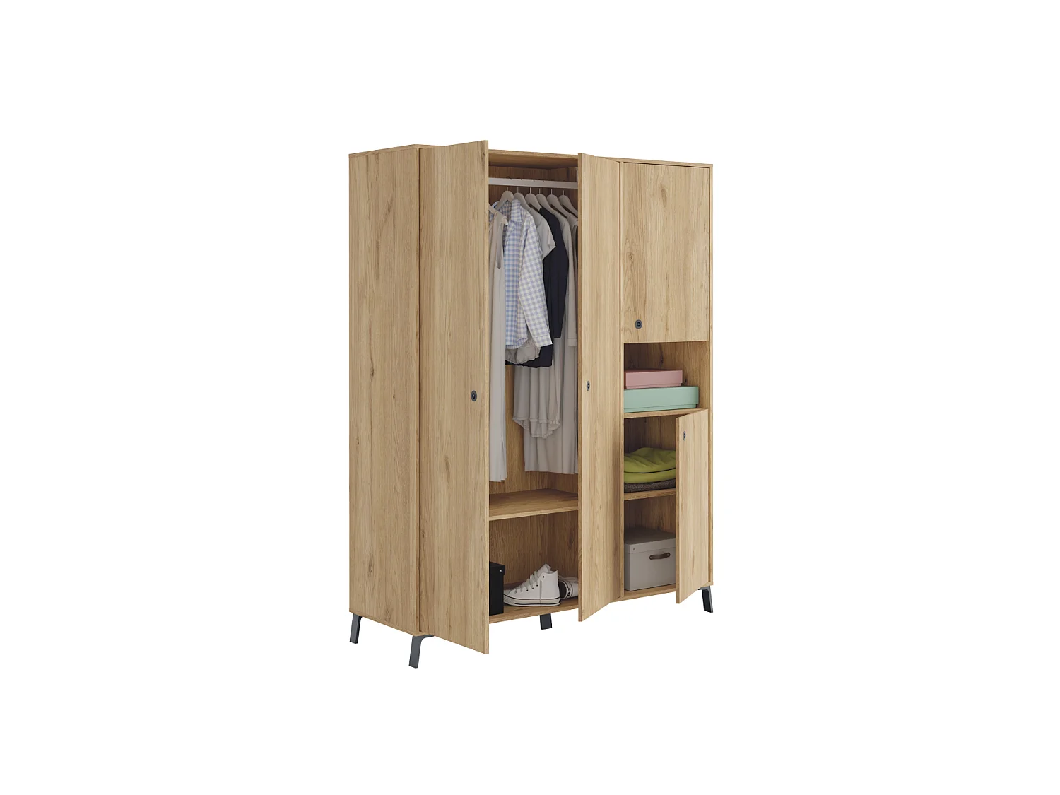 Armario ropero 4 puertas y hueco Camila 200 cm(alto)150 cm(ancho)55 cm(fondo)