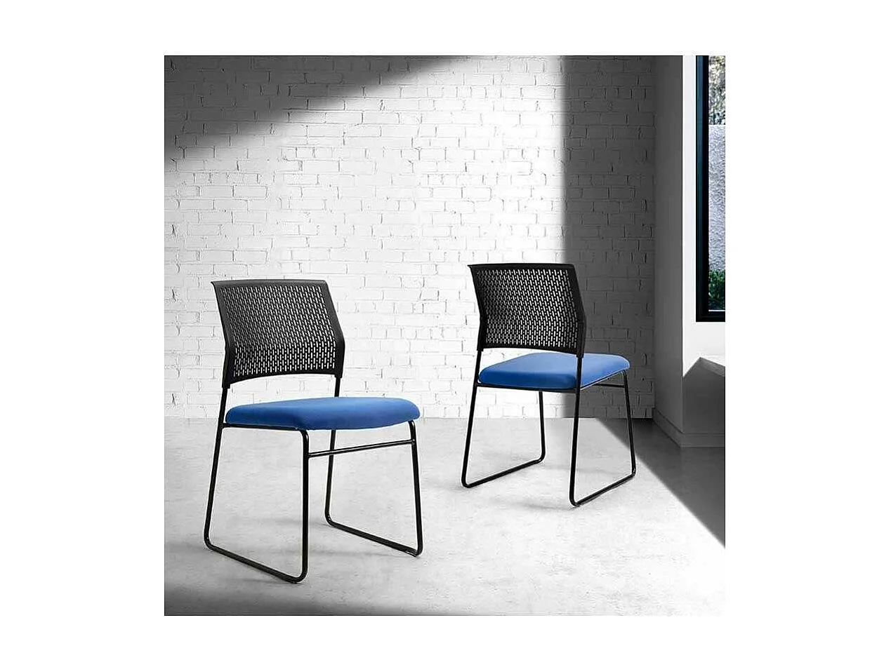 Pack de 4 sillas confidente tapizada en color azul, 56 cm(ancho) 84/94 cm(altura) 58 cm(fo