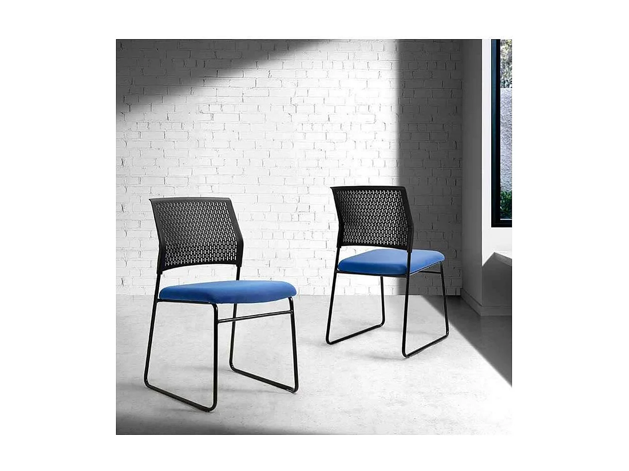 Pack de 4 sillas confidente tapizada en color azul, 56 cm(ancho) 84/94 cm(altura) 58 cm(fo