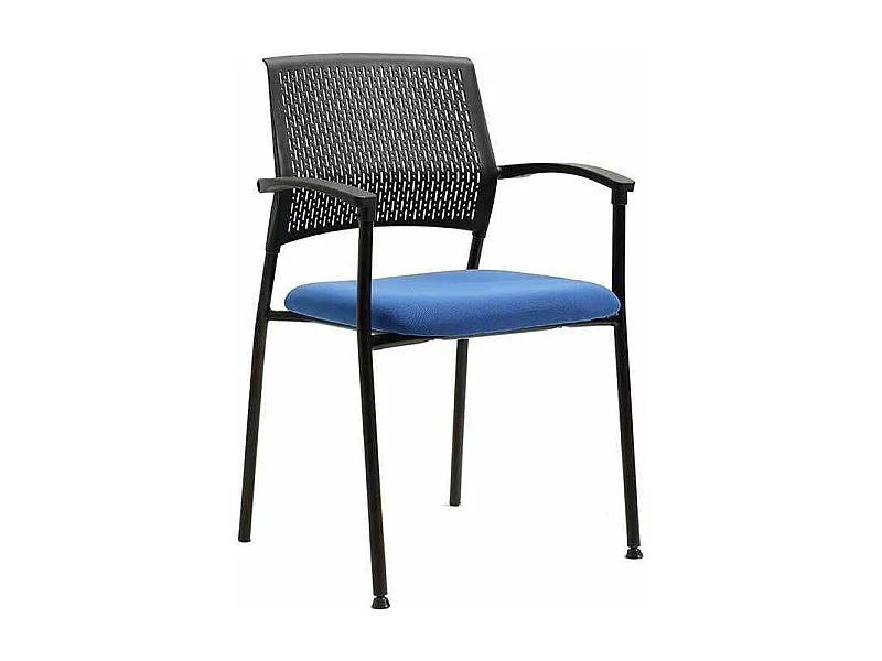 Pack de 4 sillas confidente acabado negro/azul, 55 cm(ancho) 85 cm(altura) 55cm(fondo)