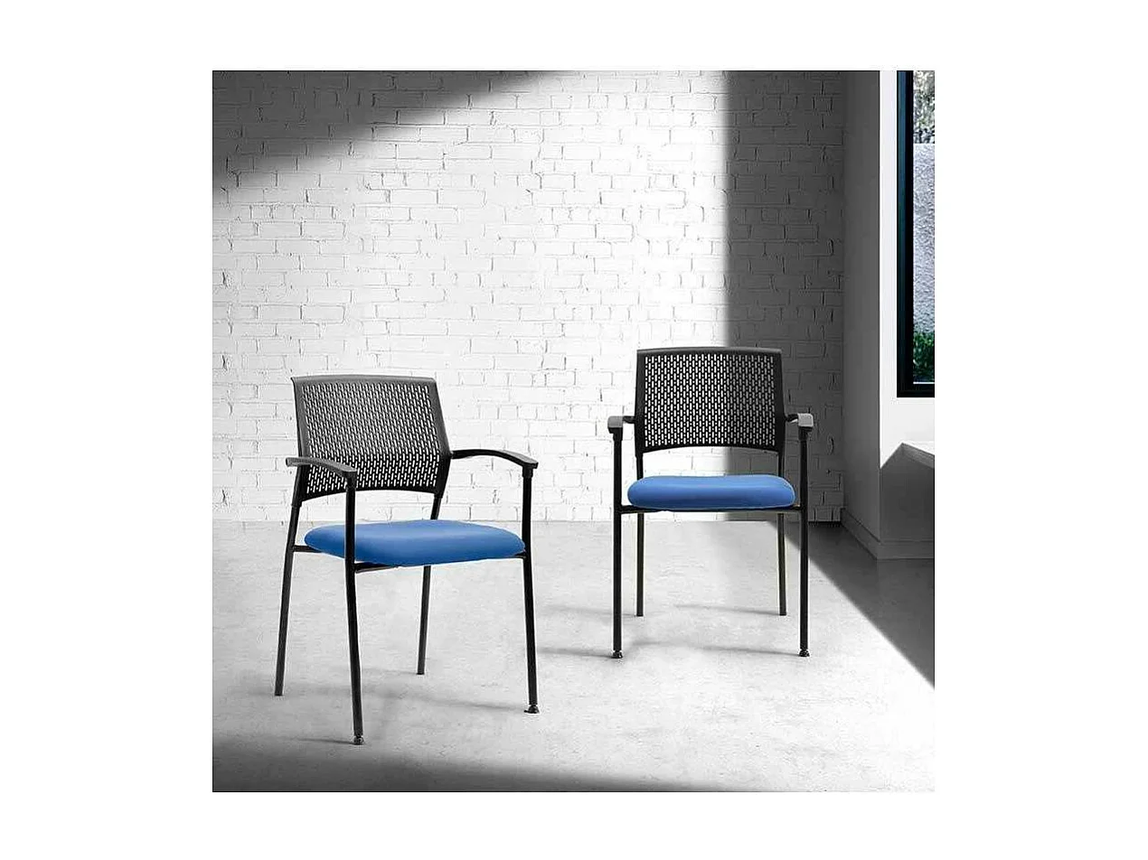 Pack de 4 sillas confidente acabado negro/azul, 55 cm(ancho) 85 cm(altura) 55cm(fondo)