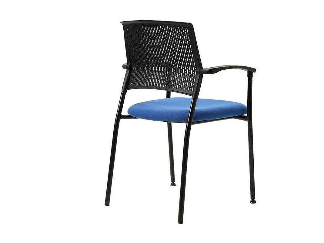 Pack de 4 sillas confidente acabado negro/azul, 55 cm(ancho) 85 cm(altura) 55cm(fondo)