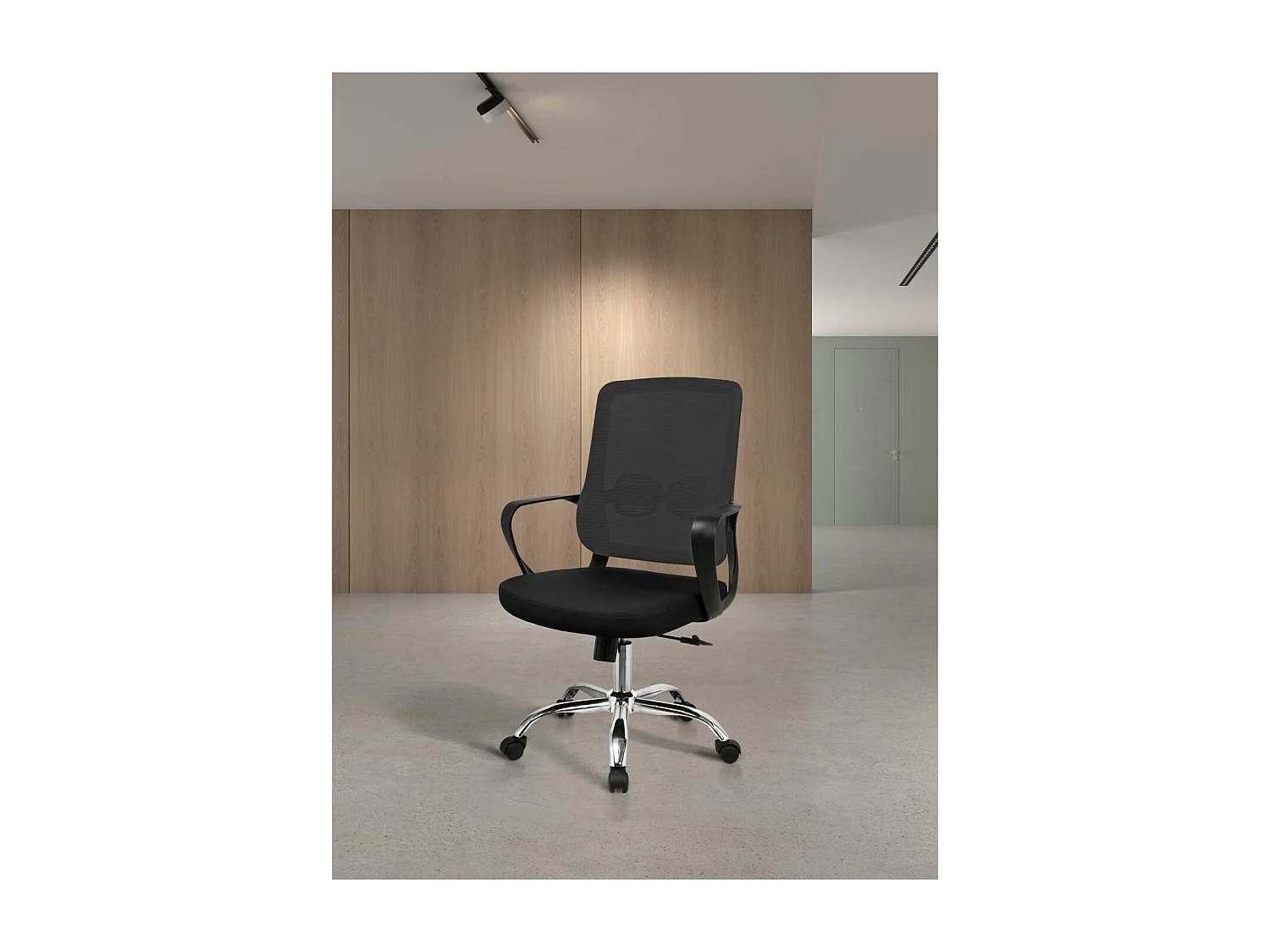 Silla despacho giratoria elevable acabado negro, 60m(ancho) 100/110cm(altura) 61cm(fondo)