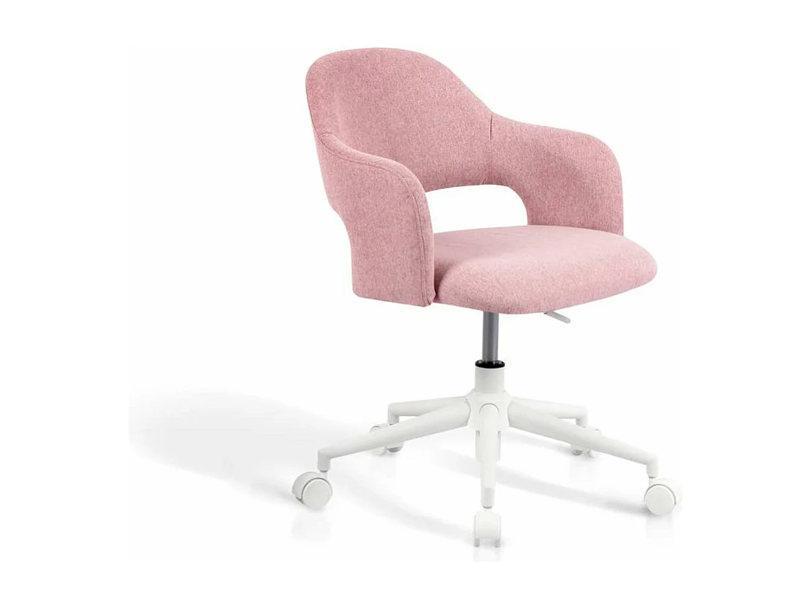 Silla despacho giratoria elevable acabado rosa, 58m(ancho) 71/81cm(altura) 58cm(fondo)