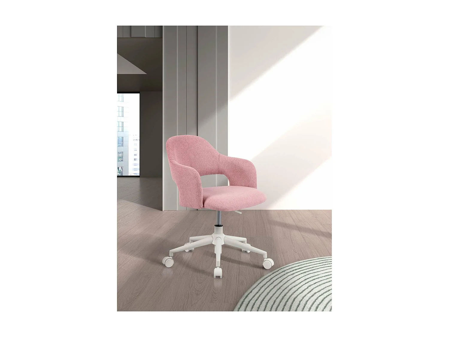 Silla despacho giratoria elevable acabado rosa, 58m(ancho) 71/81cm(altura) 58cm(fondo)