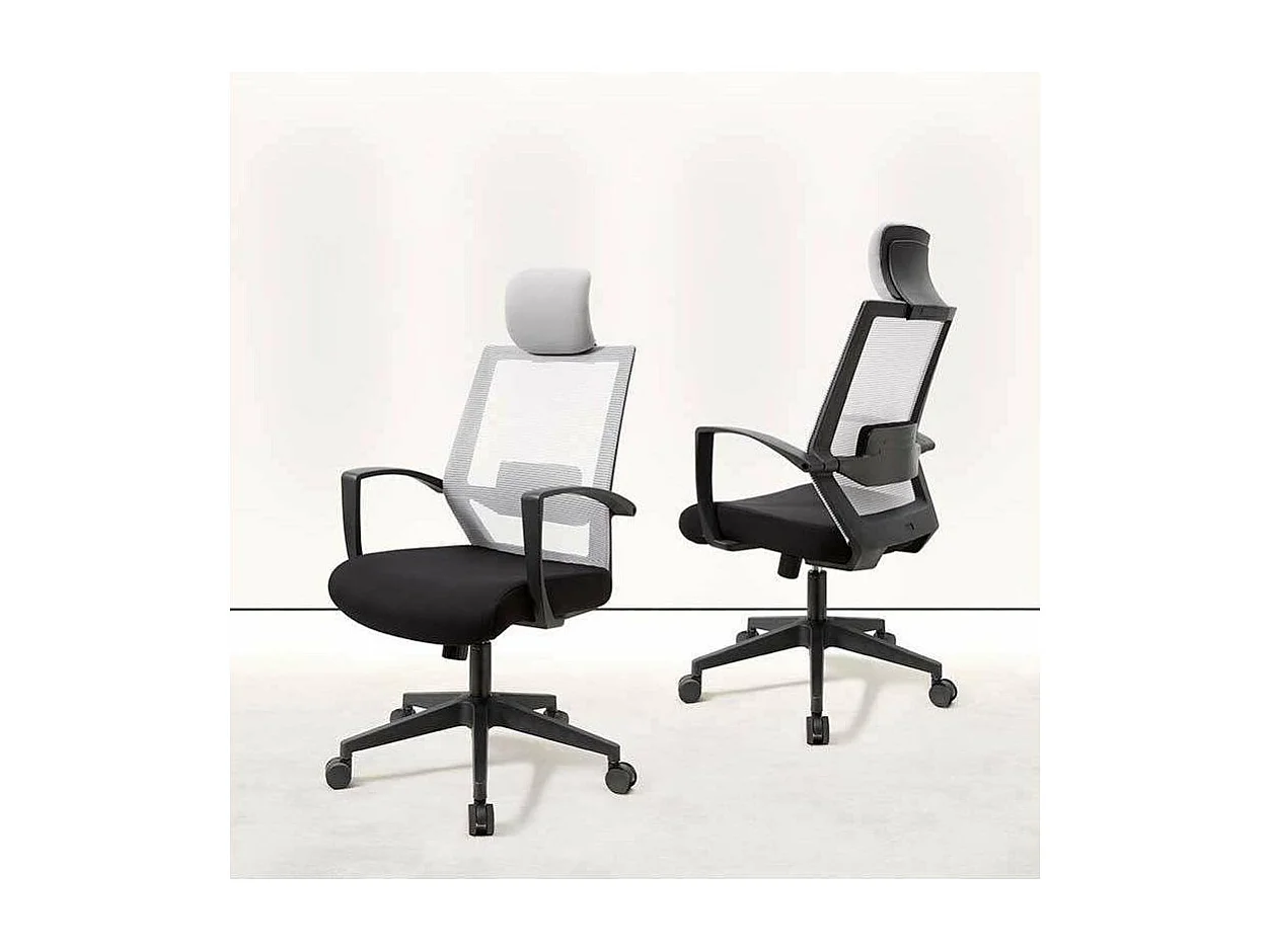 Silla despacho giratoria elevable acabado negro/gris 63 cm(ancho) 117-124 cm(altura) 51cm(