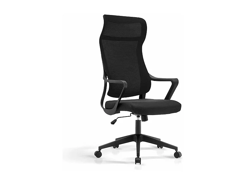 Silla despacho giratoria elevable con reposacabezas acabado negro, 67m(ancho) 117/127cm(al